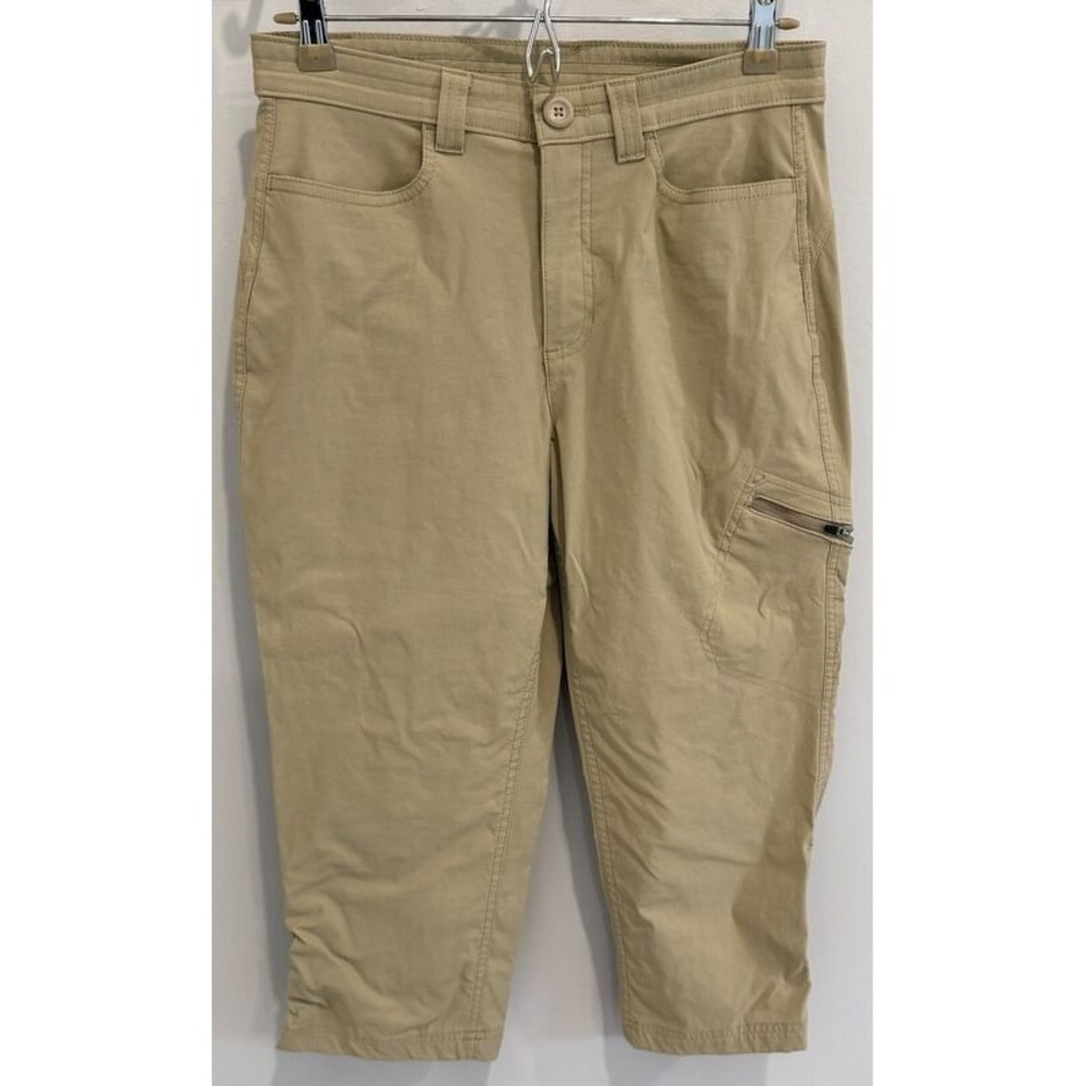 Eddie Bauer Womens Rainier Capri Pants Light Tan Stone Nylon Blend Size 10